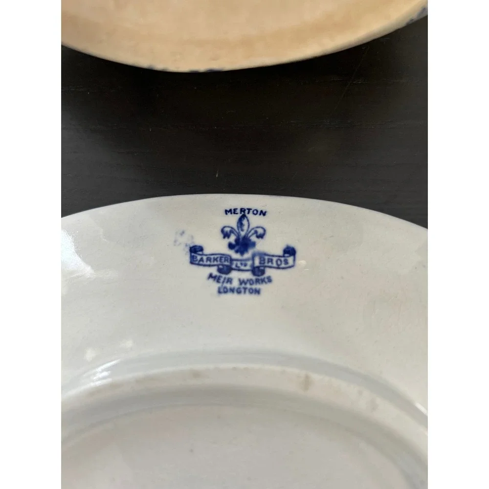 Barker Bros Merton Gravy Boat with Underplate Blue Floral Gold Trim England